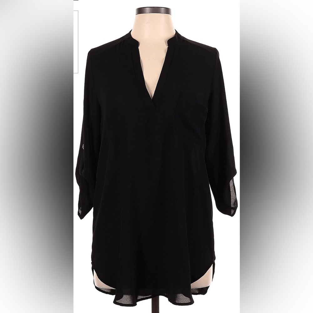 Black Vneck 3/4 Sleeve Blouse | Size L
